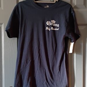Corona Navy T-Shirt with White 'Feliz Navidad' Logo